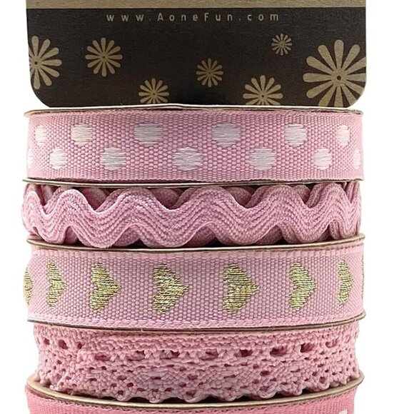 Brand New Pink Assorted Ribbon Pack 36ft for Crafts-Loops - Picture 1 of 3